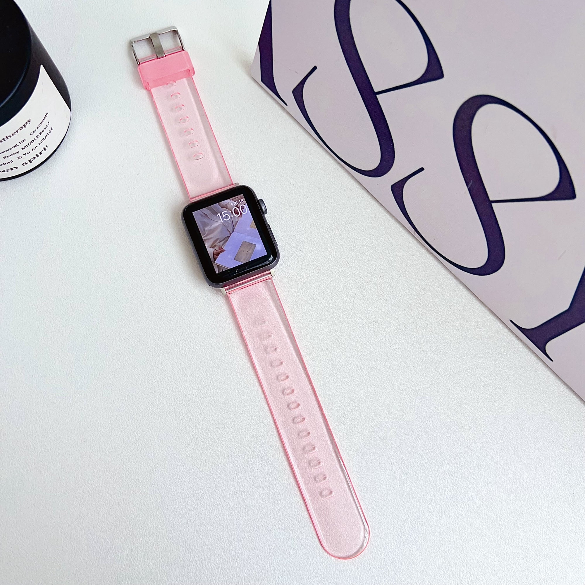 For Apple Watch Series 9 8 7 41mm / 6 5 4 SE (2023) SE (2022) SE 40mm / 3 2 1 38mm TPU Sports Wristbands - Transparent Pink For Apple Watch Series 9 8 7 41mm / 6 5 4 SE (2023) SE (2022) SE 40mm / 3 2 1 38mm TPU Sports Wristbands - Transparent Pink